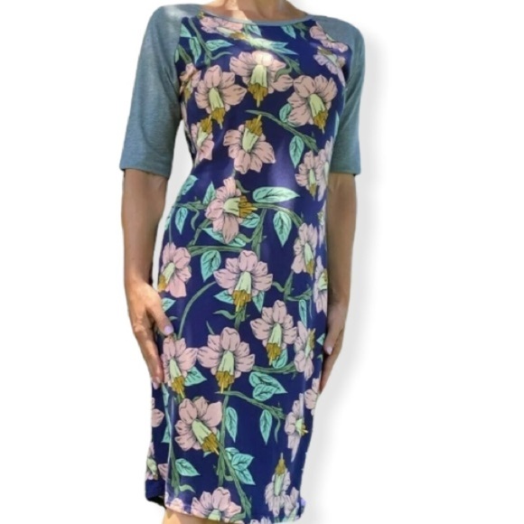 LuLaRoe Dresses & Skirts - LULAROE Size Small JERSEY DRESS Lily Flower Floral Navy Blue